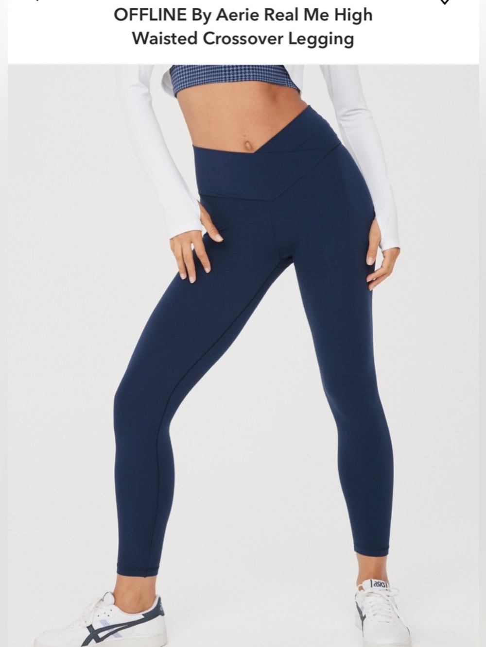 aerie Navy High-Waisted Crossover Leggings- size L